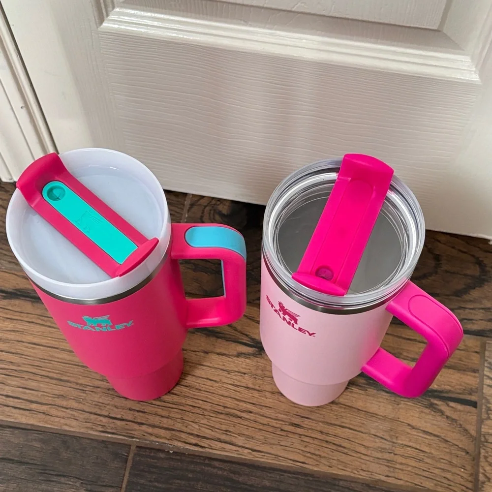 Stanley Pink & Light Pink Travel Mugs with Hot Pink Handles 40 oz. - Picture 2 of 5